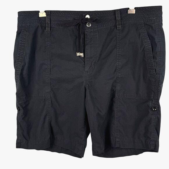 Lauren Ralph Lauren Black Shorts Size 14 Drawstring Cargo 100% Cotton - Picture 2 of 10